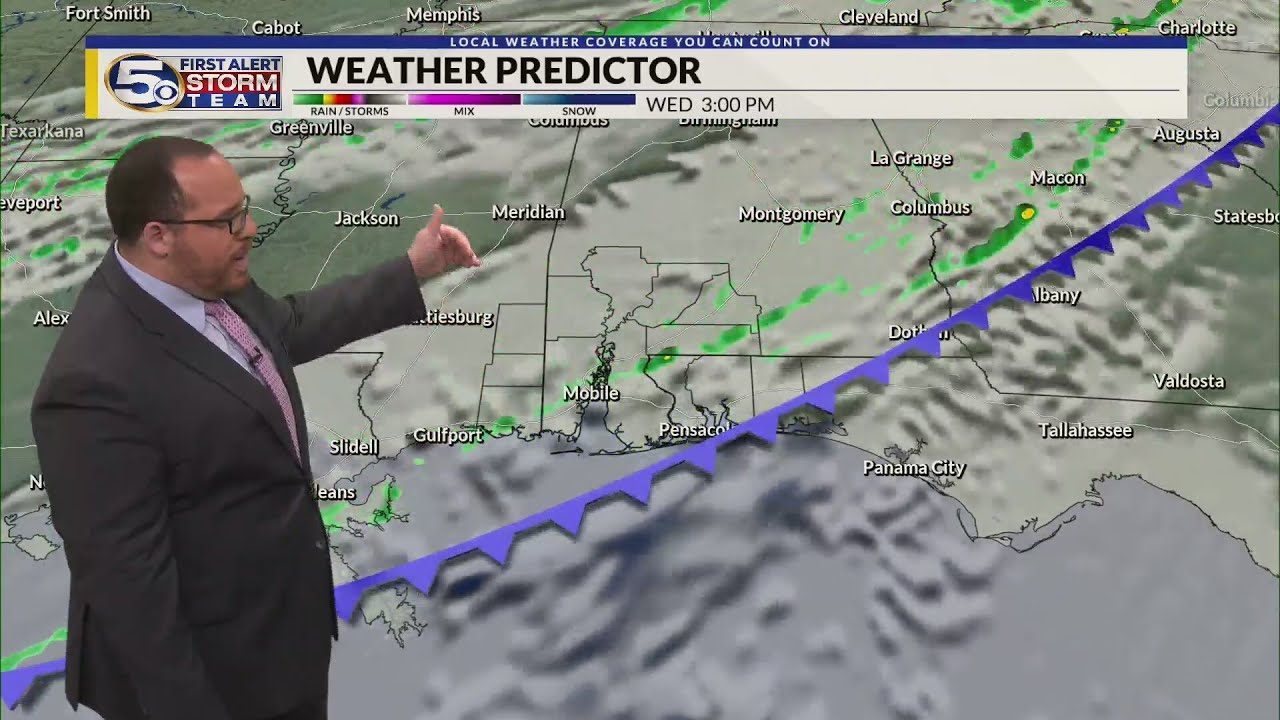 Breezy winds continues, Cold front moves through Wednesday - YouTube