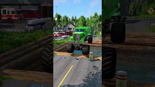 Heavy Trucks vs Giant Water Pit with Random Bollards 💥 #beamng #carcrash