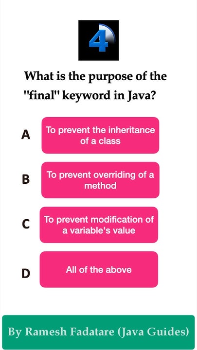Java Quiz 12 - What is the purpose of final keyword in Java #java # ...