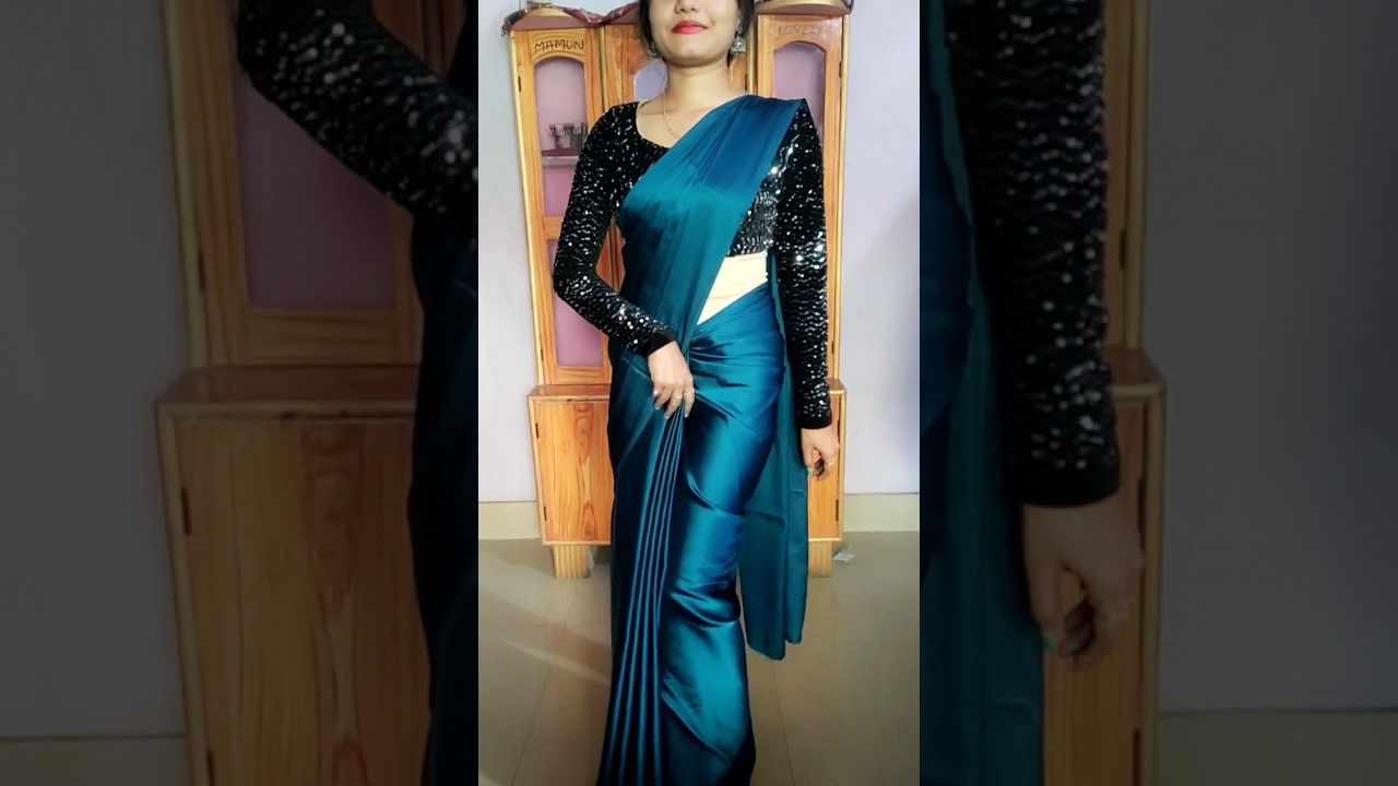 #simple satin silk saree draping style|#satin saree kaise drape karen|#shorts|#shorts video|#ytshort