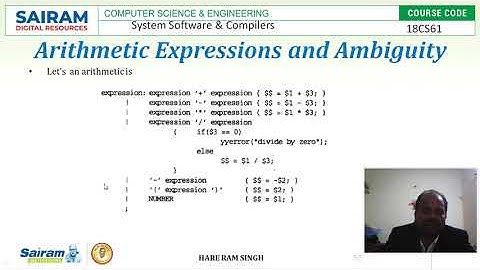 Lecture Video 1 18CS61 Module4   Compiling & Running a simple Parser  Hare Ram Singh