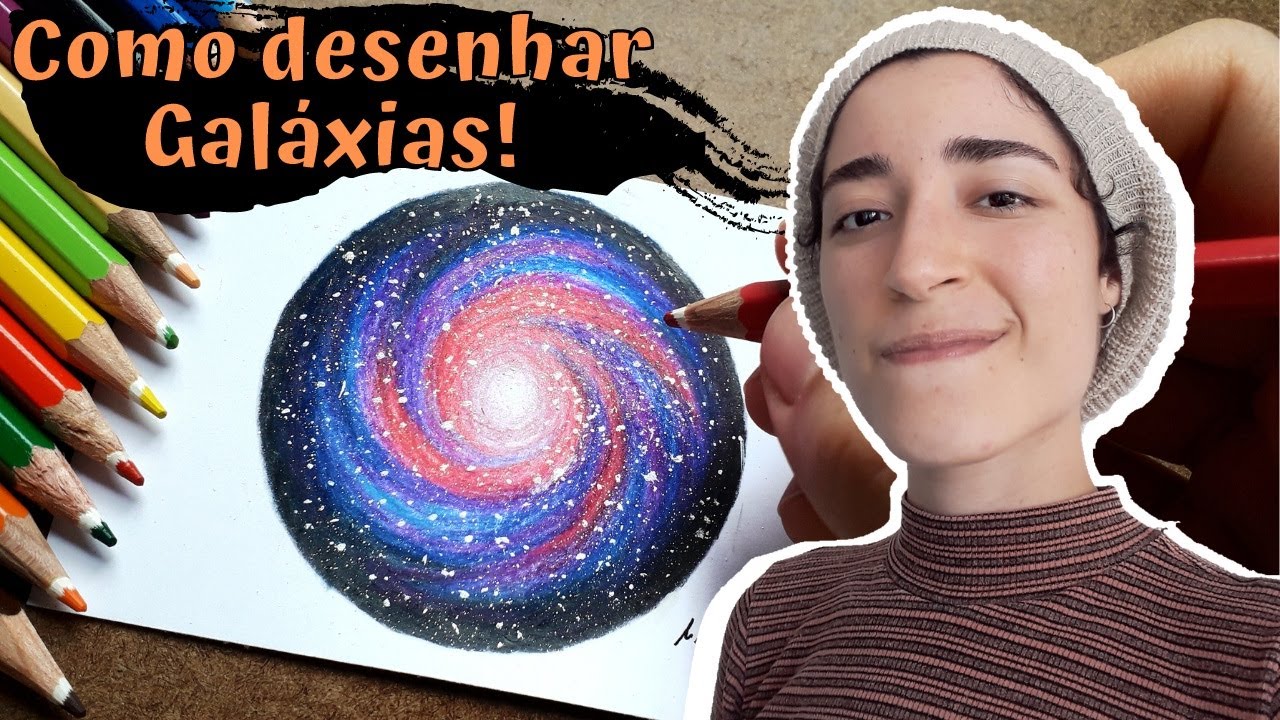 COMO FAZER UM DESENHO DE GALÁXIA com LÁPIS DE COR ESCOLAR – Pintura bem fácil de fazer - TUTORIAL