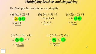 Multiplying out a single bracket and collecting like terms