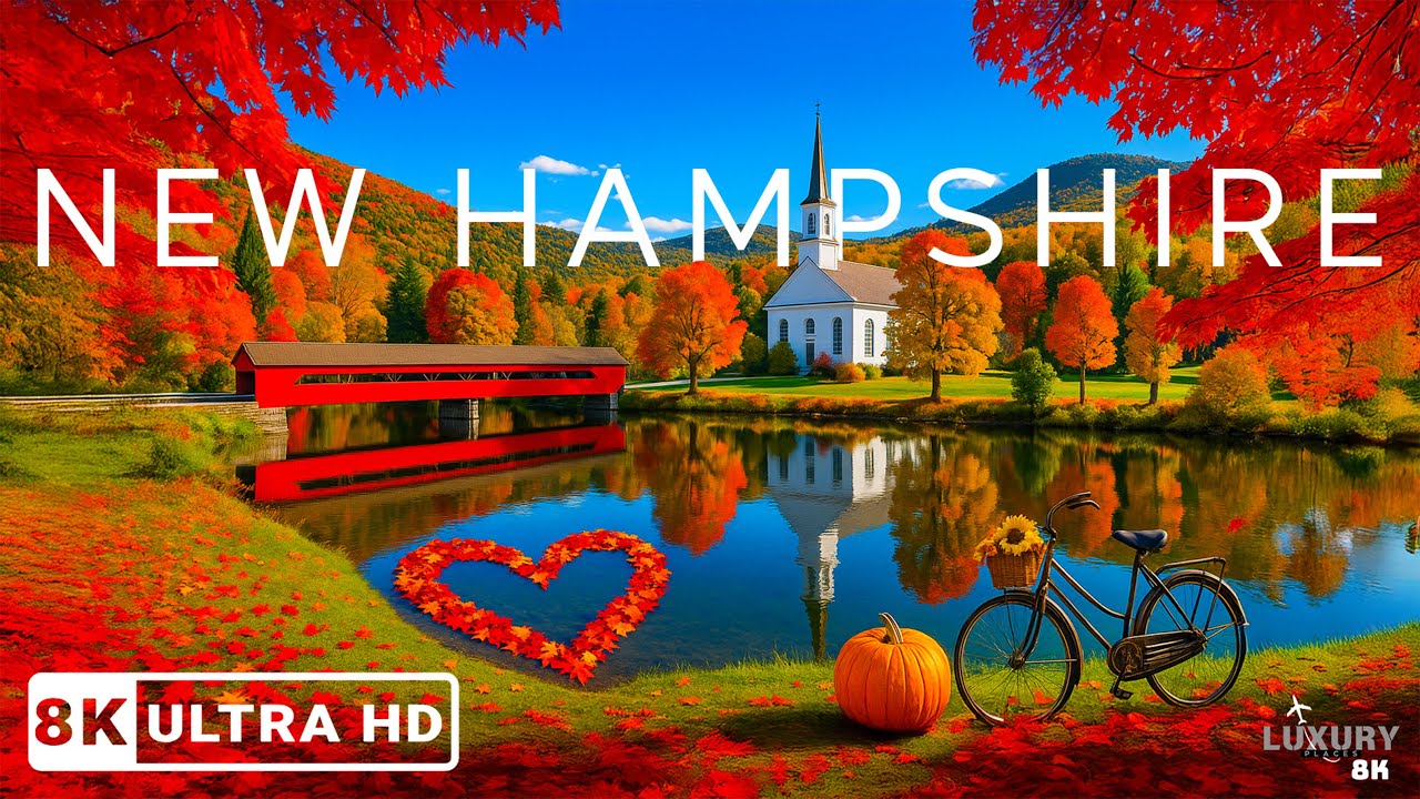 Autumn in New Hampshire 8K UHD🍁 White Mountains, Scenic Byways, Golden Forests glowing in Fall Light