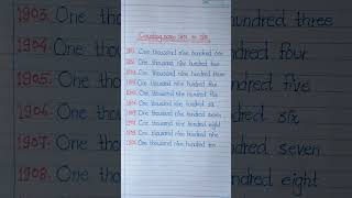 counting name 1901 to 1910 in english letters | numbers name in english letters