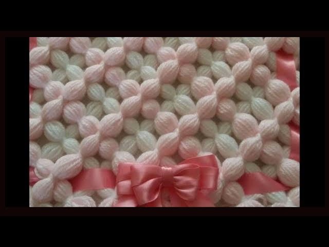 Pom pom blanket: LOOK a new 3D Puffy flower design.