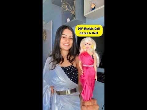 DIY Barbie Doll Saree & Belt 😱 #crafteraditi #youtubepartner #shorts #diy #barbiedoll @CrafterAditi