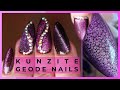 Kunzite Geode Nails, with Bubbles and Magnetic Gel.