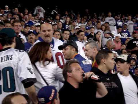 crazy giants fan fighting eagles fans at giants stadium