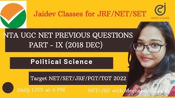 NTA UGC NET 2022  I Previous Years Questions on Political Science Part IX I Meenakshi Singh