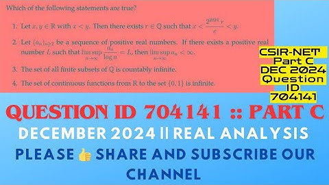 CSIR NET Dec 2024 Math Paper Solution|QID 704141|NET MATH DEC 2024 Solution #704141 #QID704141