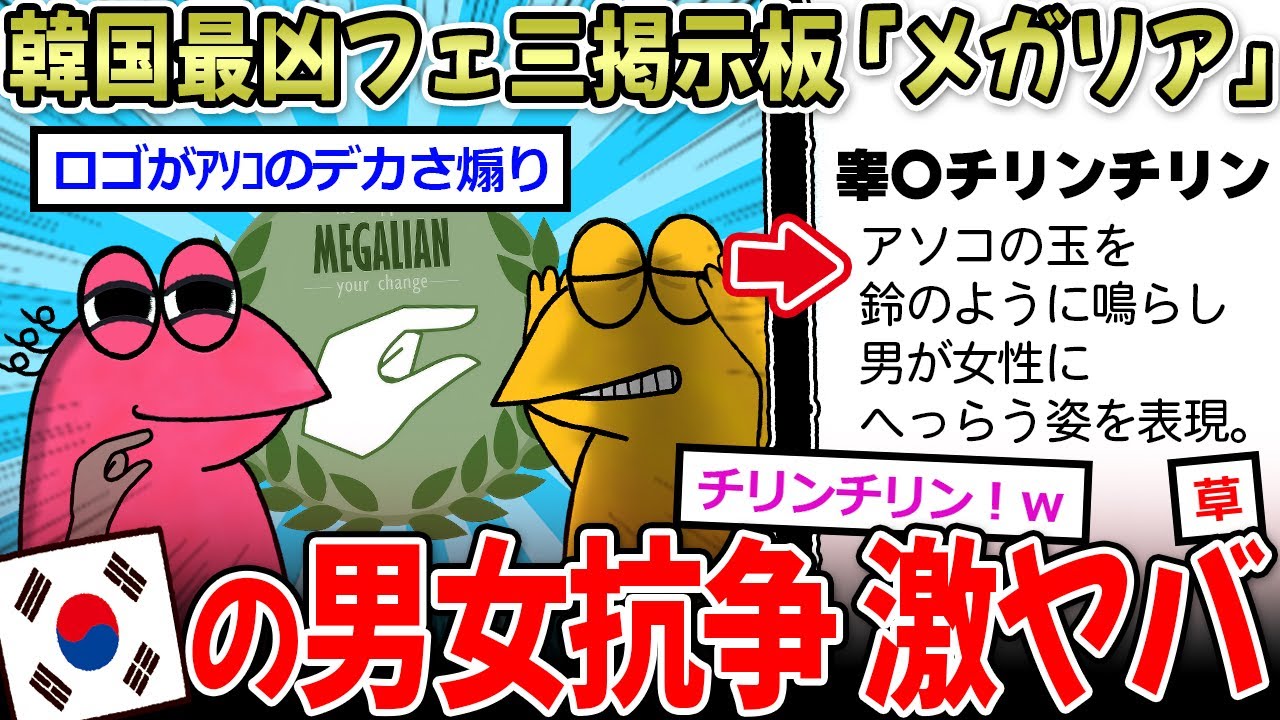 【韓国発】フェミ掲示板『メガリア』の激ヤバ用語集、完成する…【2ch面白いスレ】