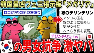 【韓国発】フェミ掲示板『メガリア』の激ヤバ用語集、完成する…【2ch面白いスレ】