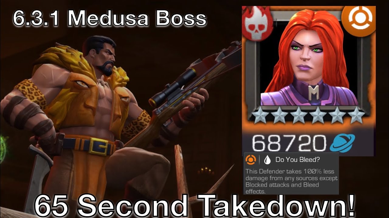 Kraven Obliterates 6.3.1 Medusa in 65 Seconds-Mcoc