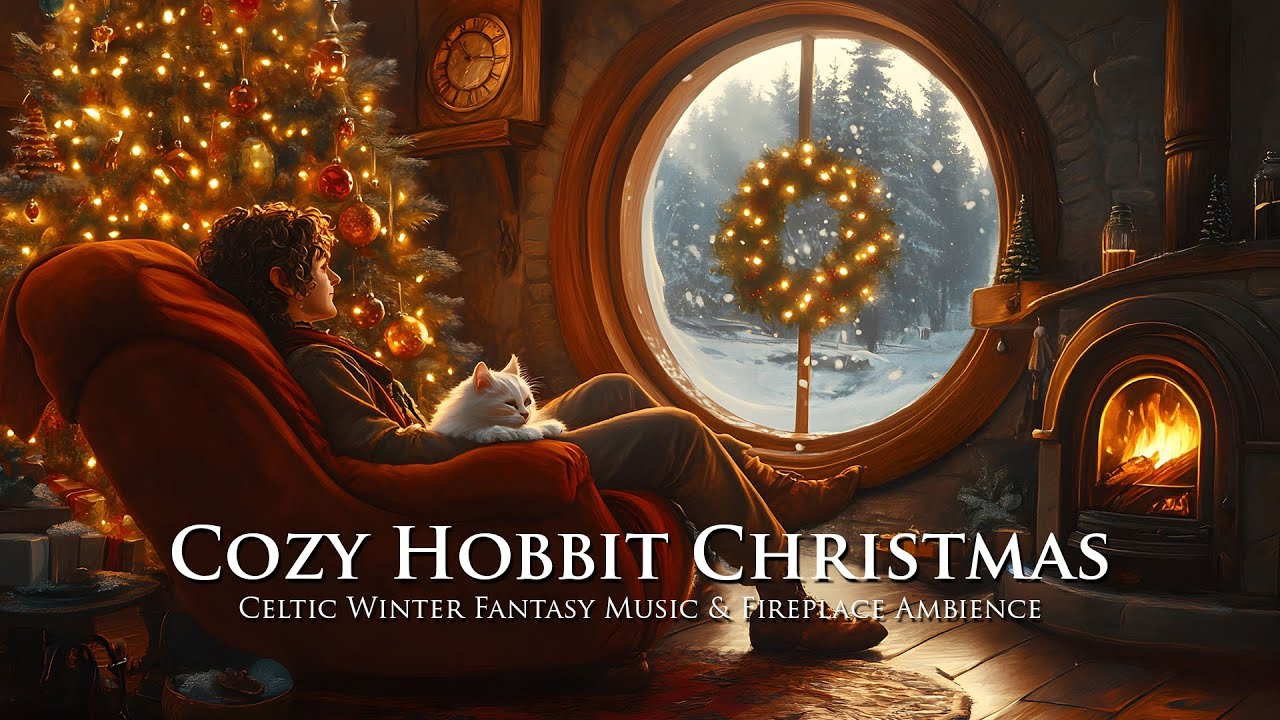 Cozy Hobbit Christmas | Celtic Winter Fantasy Music & Fireplace Ambience ☃️❄️