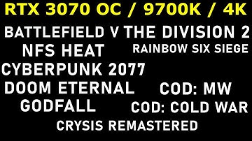 RTX 3070 + 9700K: 10 GAMES 4K ( Ultra and Low )