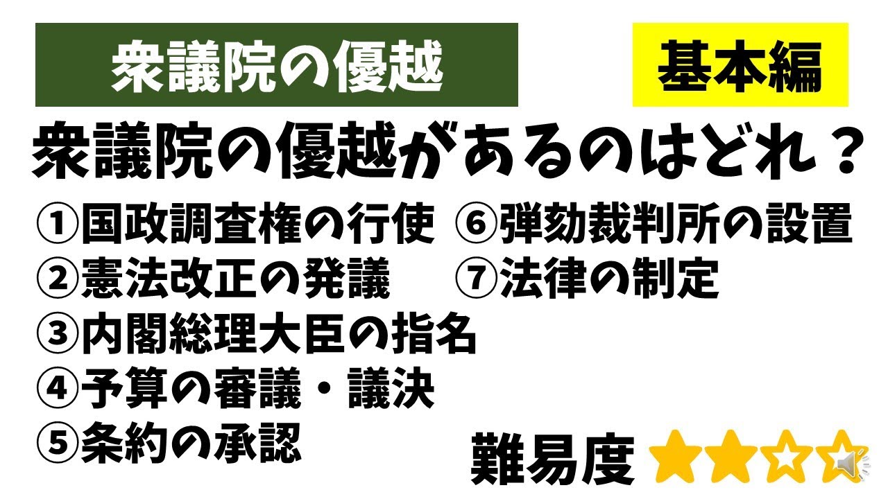 中学社会 衆議院の優越 国会の仕事 Youtube