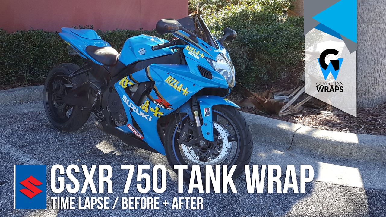 Suzuki GSXR 750 Light Blue Tank Wrap Time Lapse YouTube