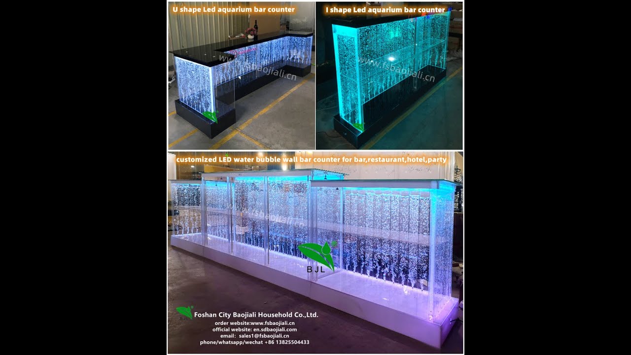 customized design led glowing water bubble wall bar counter for