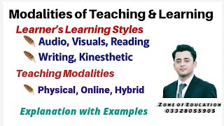 Learning styles or modalities of learning, Modalities of teaching
