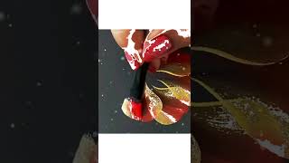Easy Red & Gold Abstract Flower Painting on Black Canvas | Satisfying Acrylic Art #shorts