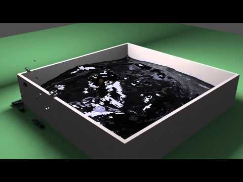 Splash test fluid and falling object.