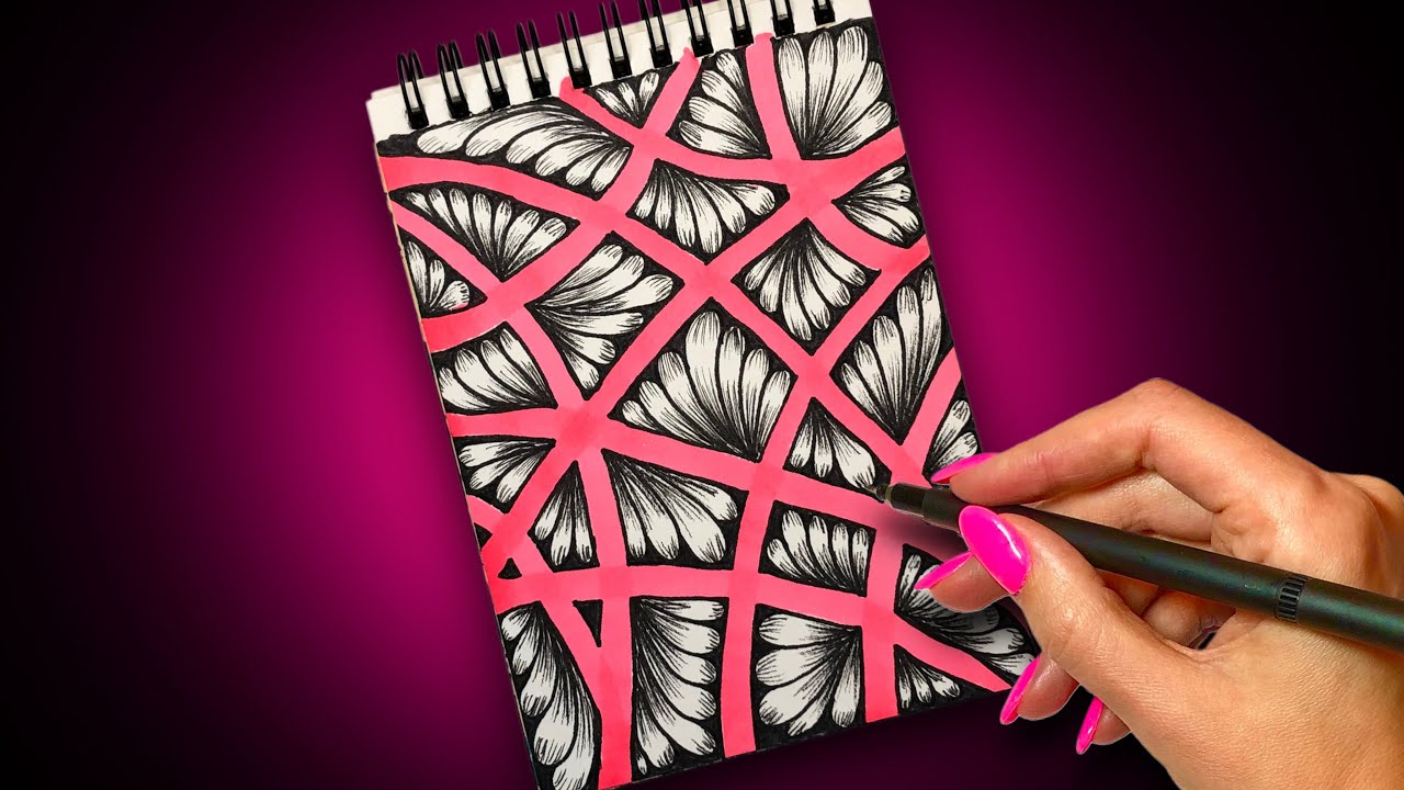 Floral Doodle Tutorial for Beginners 🌸 Relaxing Drawing Zentangle Art