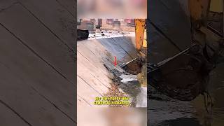 Tiny Puppy Trapped in Canal Rescued by a Giant Machine! #respect #rescue #puppy