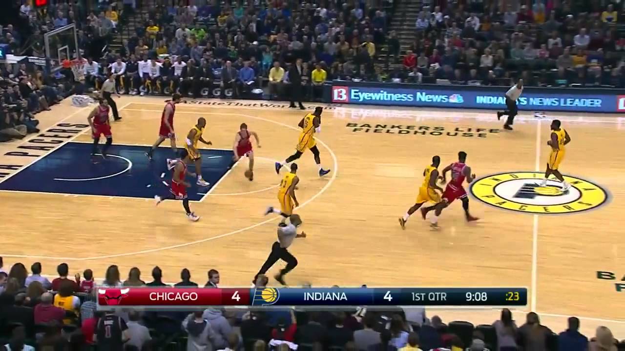 Pau Gasol Block Roy Hibbert Bulls vs Pacers December 29, 2014 NBA Season 2014 15