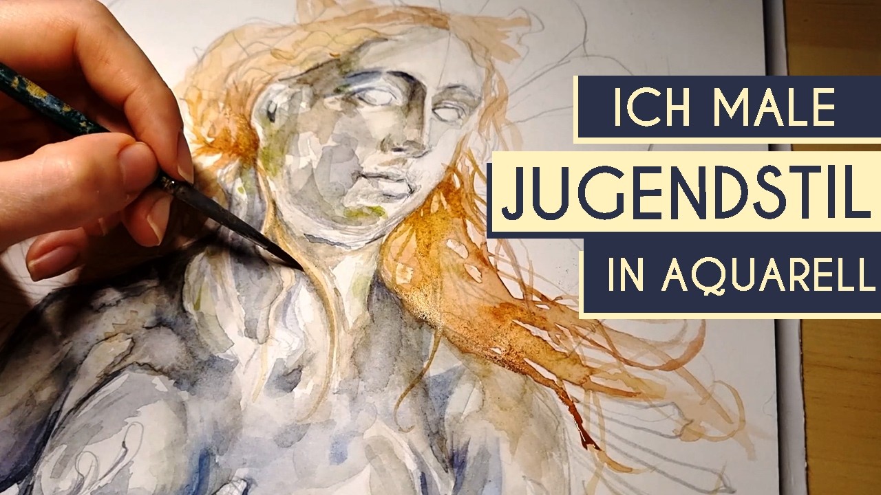 Der Jugendstil in der Kunst. Ein Akt mit Blüten in Aquarell und Informationen rund um den Jugendstil