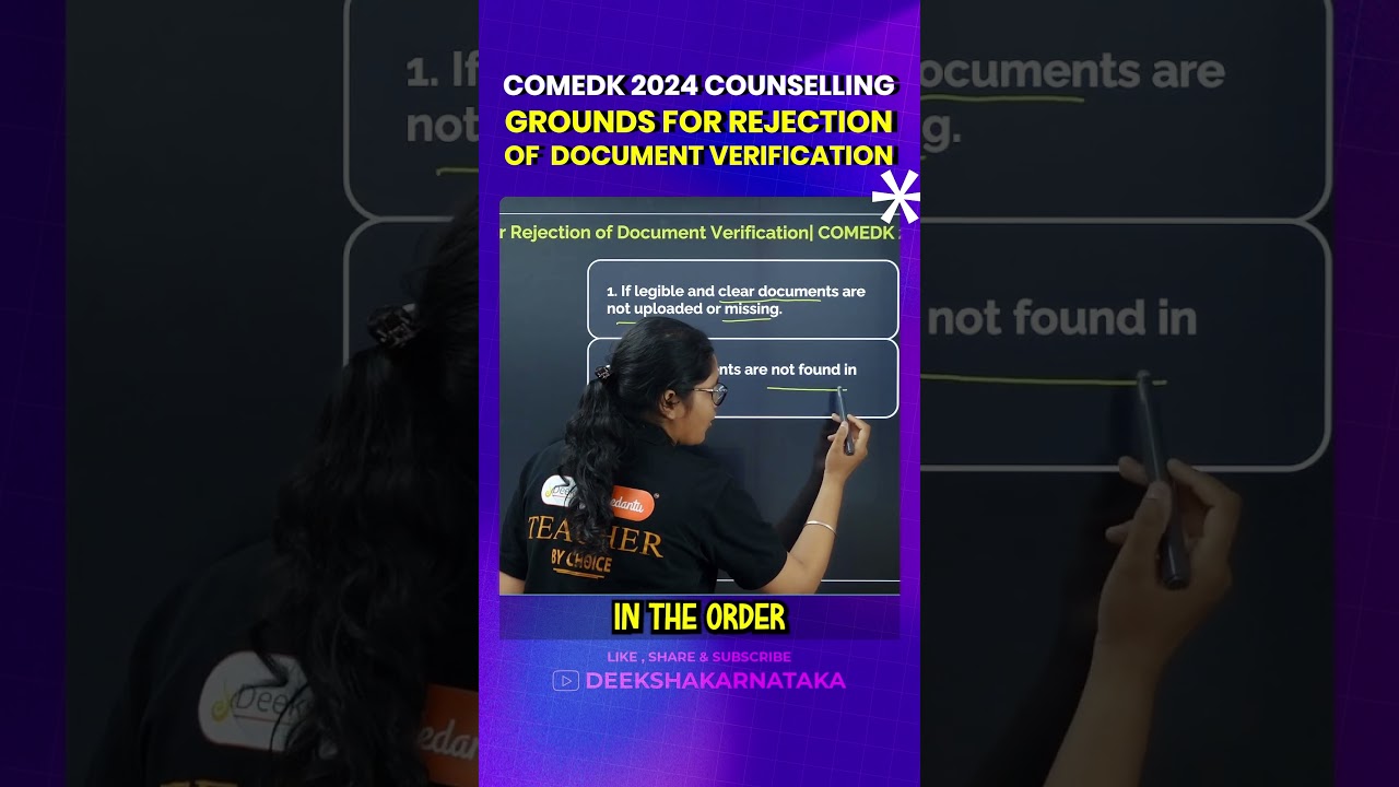 COMEDK 2024 Counselling | Ground for Rejection of Document Verification 