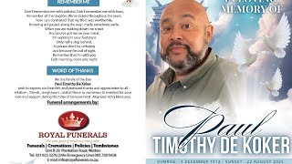 THE FUNERAL OF THE LATE PAUL TIMOTHY DE KOKER