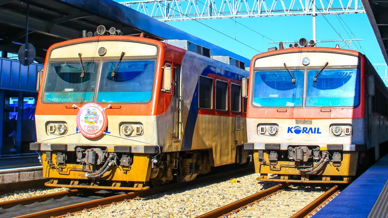 [KORAIL] 무궁화호 제 1734열차 영덕역 출발, 제 1736열차 대기 (RDC 디젤동차 마지막 운행날) - YouTube