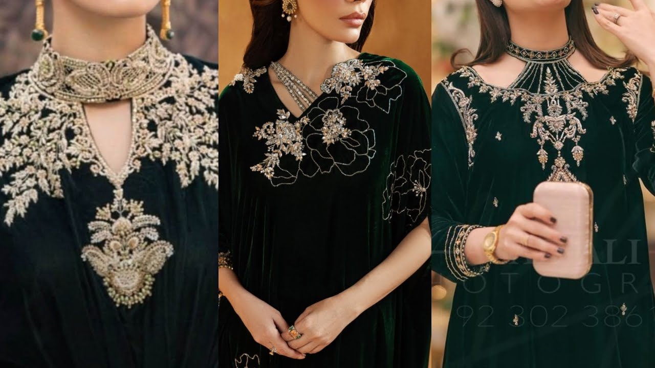 30+Very Stylish Velvet Neck Designing Ideas 2026||Velvet Neck Designs||Velvet Suits Designs For Girl