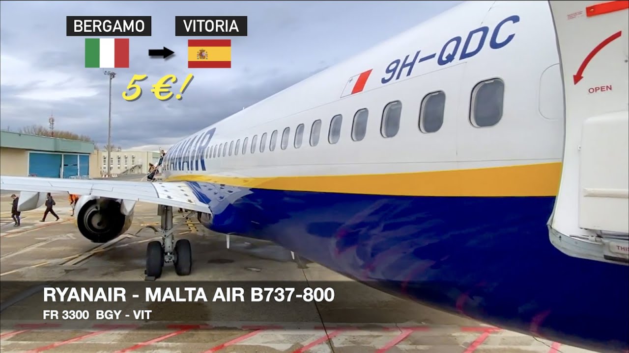 TRIP REPORT | Ryanair (Malta Air) B737-800 Sky Interior | 5€ flight! | Milan Bergamo BGY ✈ Vitoria