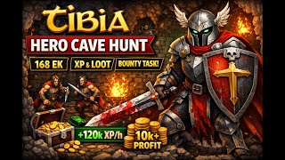 Tibia Bounty Task | Hero Hunt (New Hero Cave, Edron) | 168 EK | Route, XP, Loot Profile
