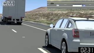 ---- showing onboard view of vehicle lane change maneuver