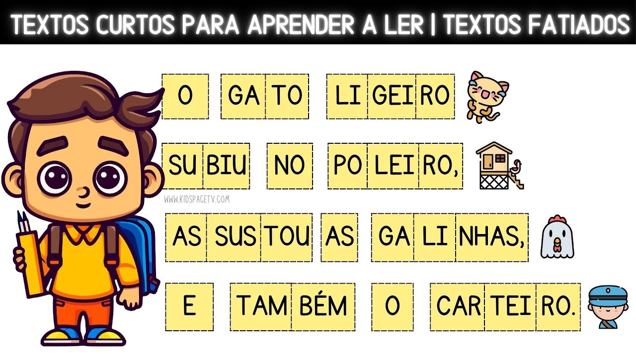 Como aprender a ler | Textos curtos fatiados | Leitura para crianças ...