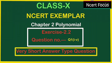 EX-2.2 Q1 POLYNOMIALS(NCERT EXEMPLAR) CLASS X BY Ncert Focus