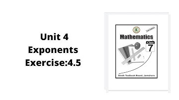unit 4 Exponent Exercise 4.5  class 7 Math | Pst jobs Jest Jobs ||Sindh Text Book Board