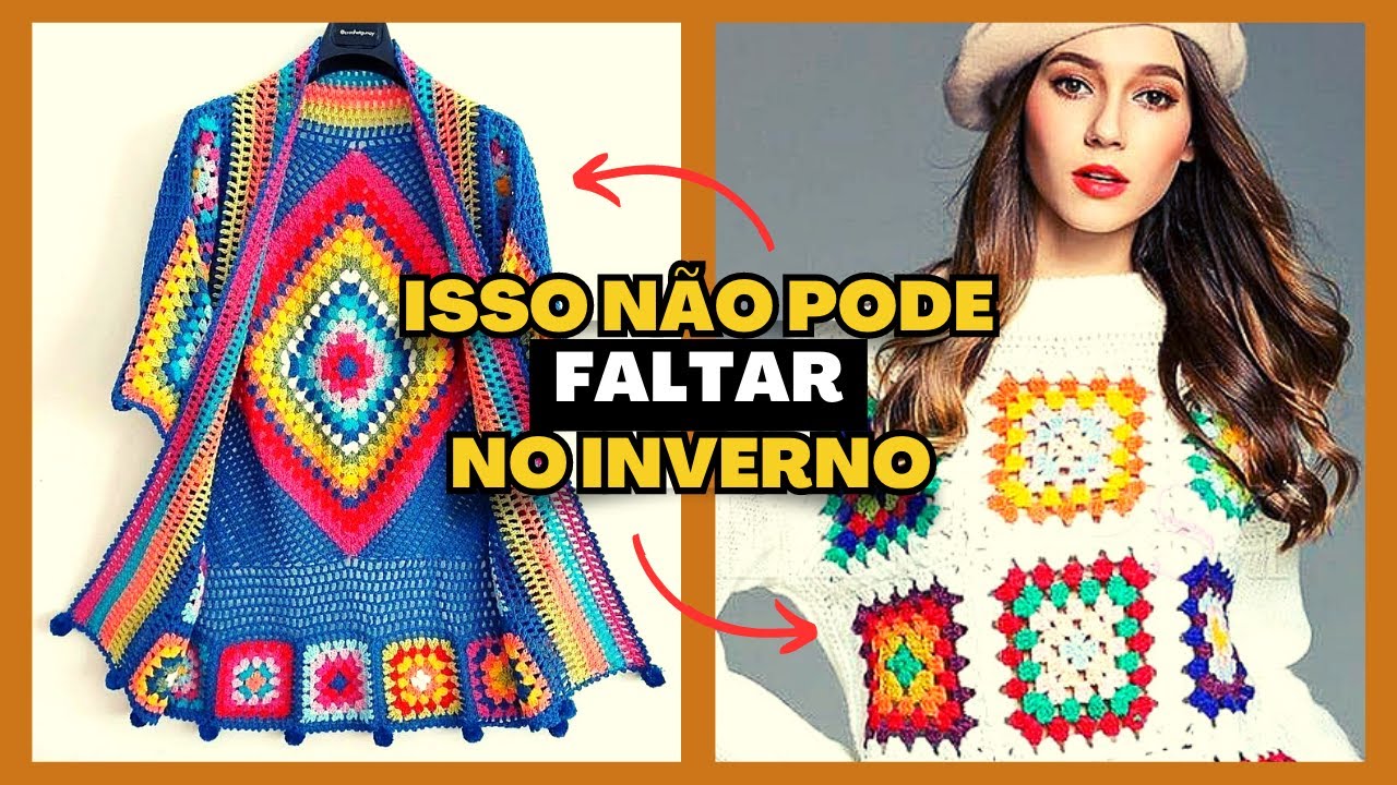 CASACOS DE INVERNO EM CROCHÊ SQUARE ideias incríveis pra te deixar mais bonita e elegante no inverno