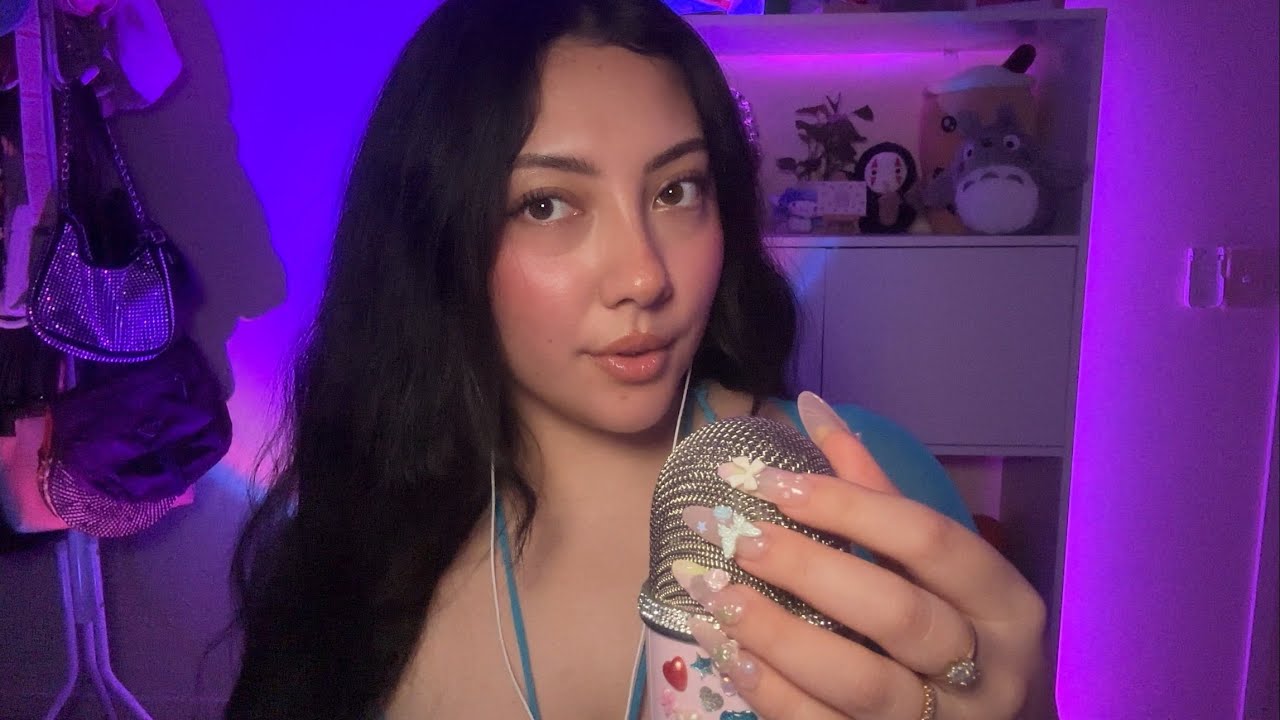 ASMR nail on nail tapping, mic scratching, mouth sounds 🌸💝🍀🎀💅