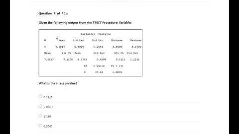 TTEST P-value - Sample question for Clinical Trials Programming Exam