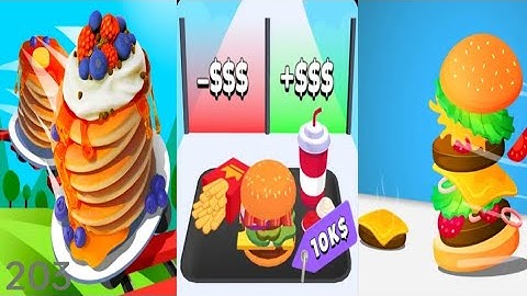 Pancake Run vs Fast Food Run vs Burger Run - Triple Gameplay 203 (Android/iOS).