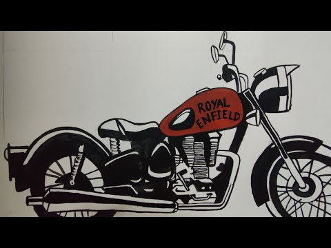 ⚡Drawing Royal Enfield⚡Time Lapse Painting Video🖌️🎨 Bullet❣️❣️