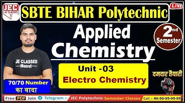 #19  Applied Chemistry  || SBTE Bihar Polytechnic 2nd Semester Class || Physics Class || JE CLASSES