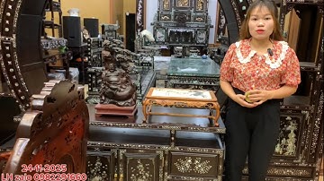 24-11-2025 bộ ghế trúc gỗ trắc,kệ tivi khảm ốc, tủ bày đồ gỗ Cẩm lai,hộp trà gỗ trắc,kỉ sưa, di lạc 