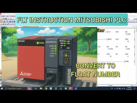 GX Works2 : FLT (Float) instruction mitsubishi PLC with Simulation