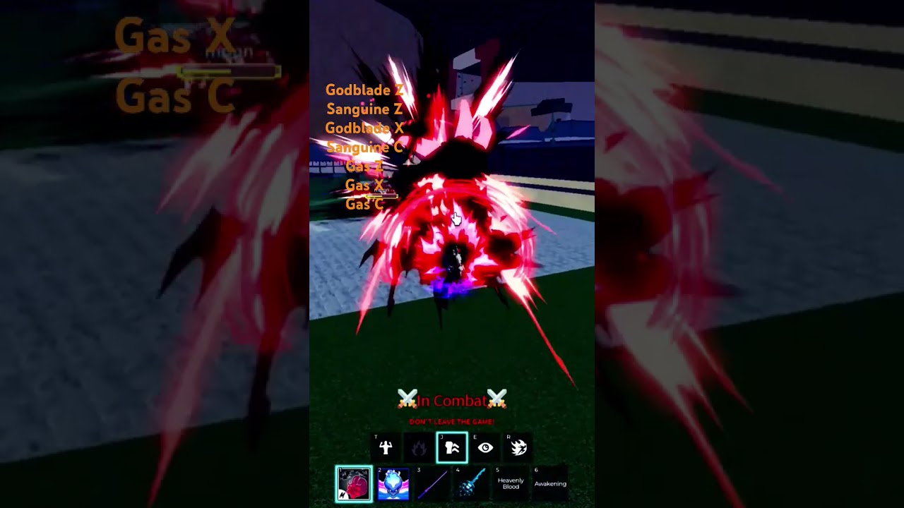 W Gas +Sanguine + God blade Combo blox fruits