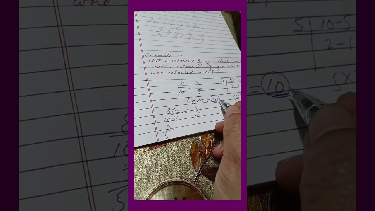 Chapter -4 ( Fractions)  Topic - Comparing and Ordering the numbers